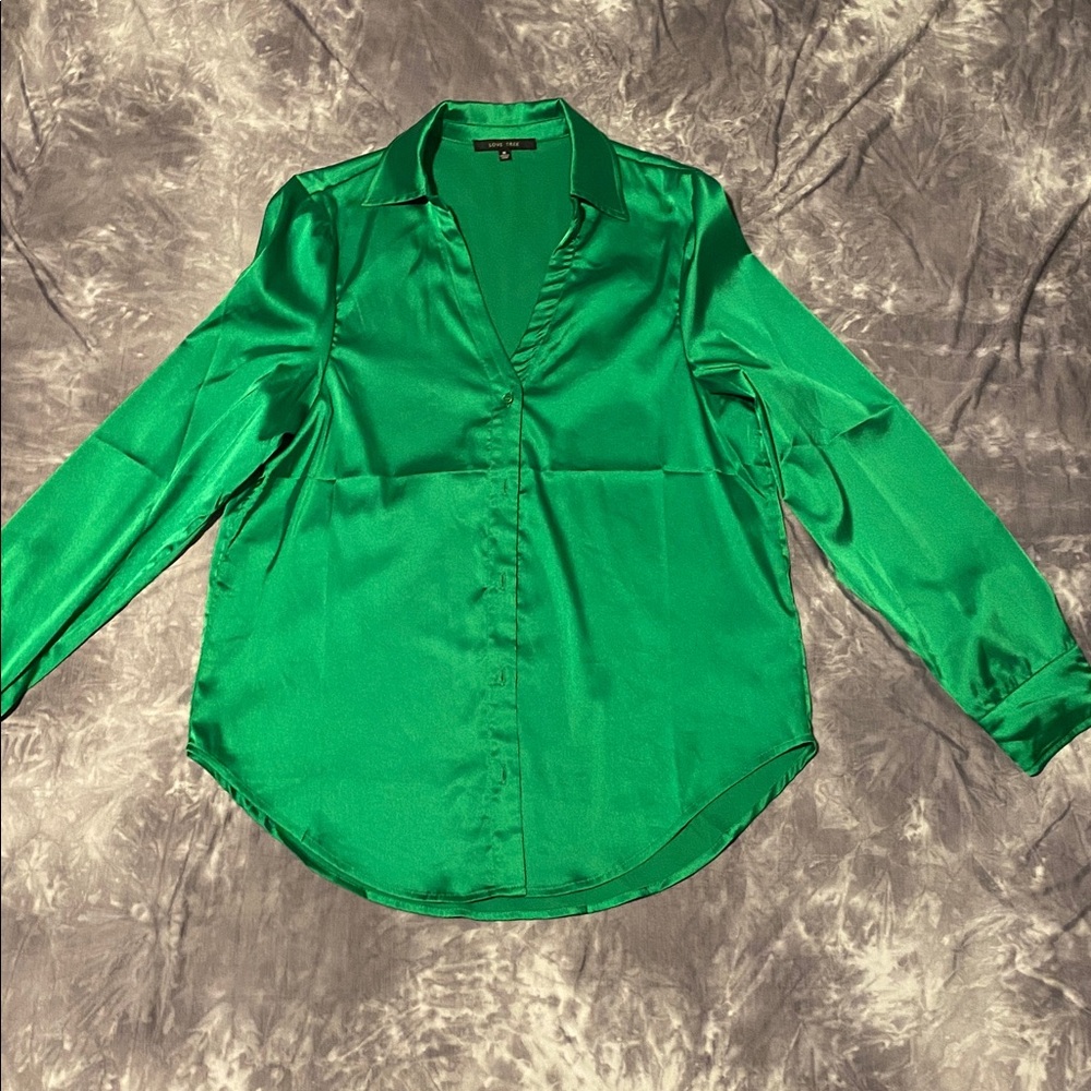 Love Tree Emerald Satin Top